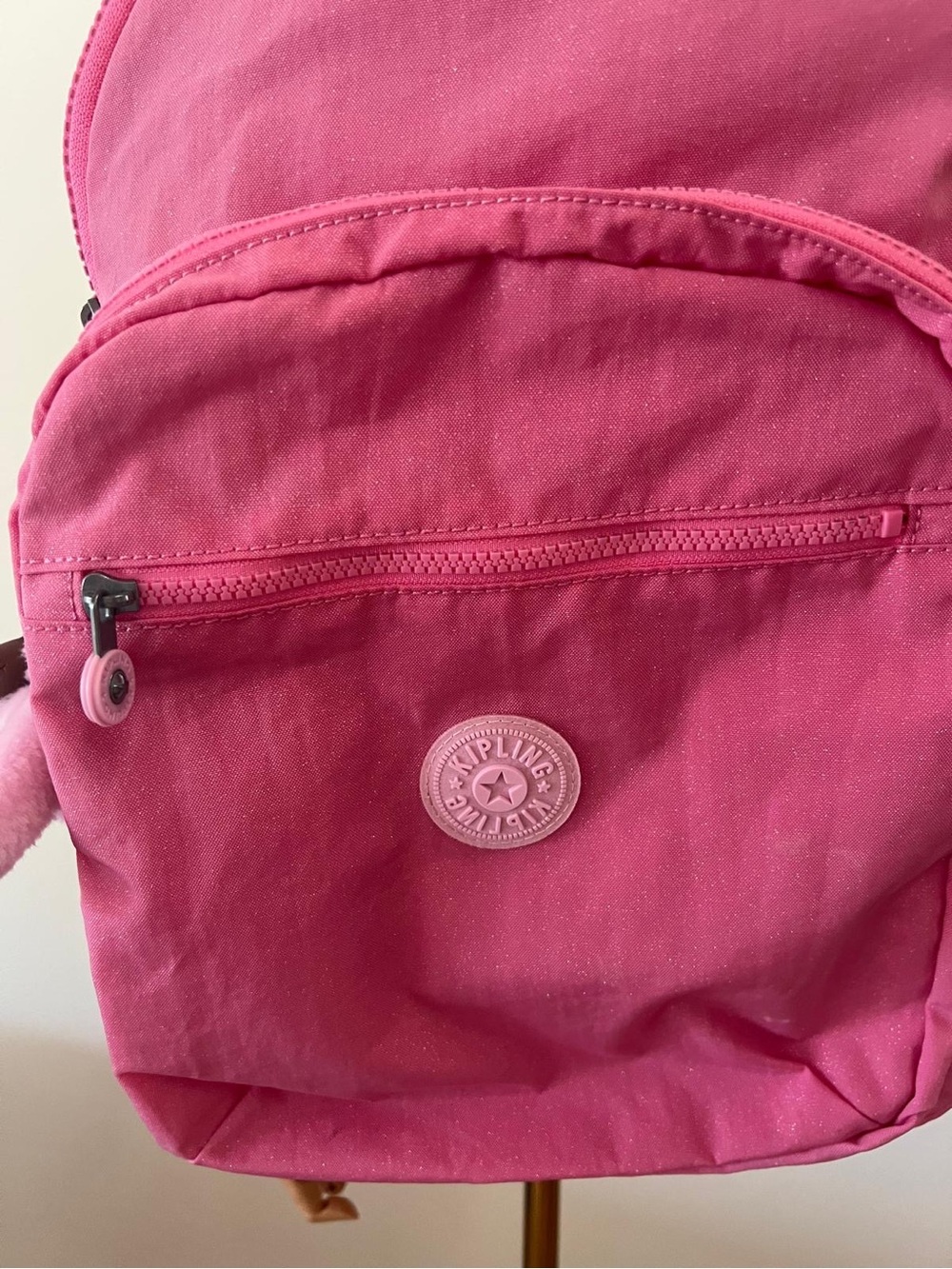 Kipling Hot Pink Front-Zip Backpack